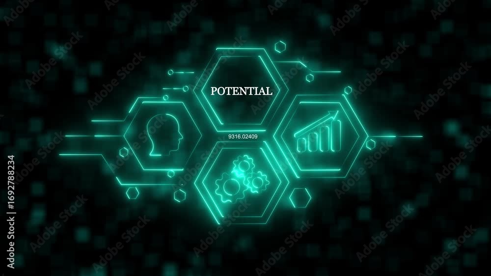 Poster cyber security data protection business technology attached around the map features the concept of n