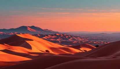 Fototapeta premium Desert landscape at vibrant sunset