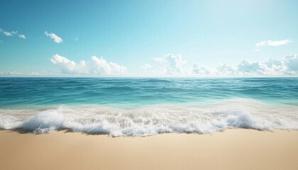 Tropical Paradise: Stunning Outdoor Landscape On A Beach Of A Tropical Island With Waves Over Azure Blue Ocean Lagoon. Ultimate Travel Destination For Summer Vacation.