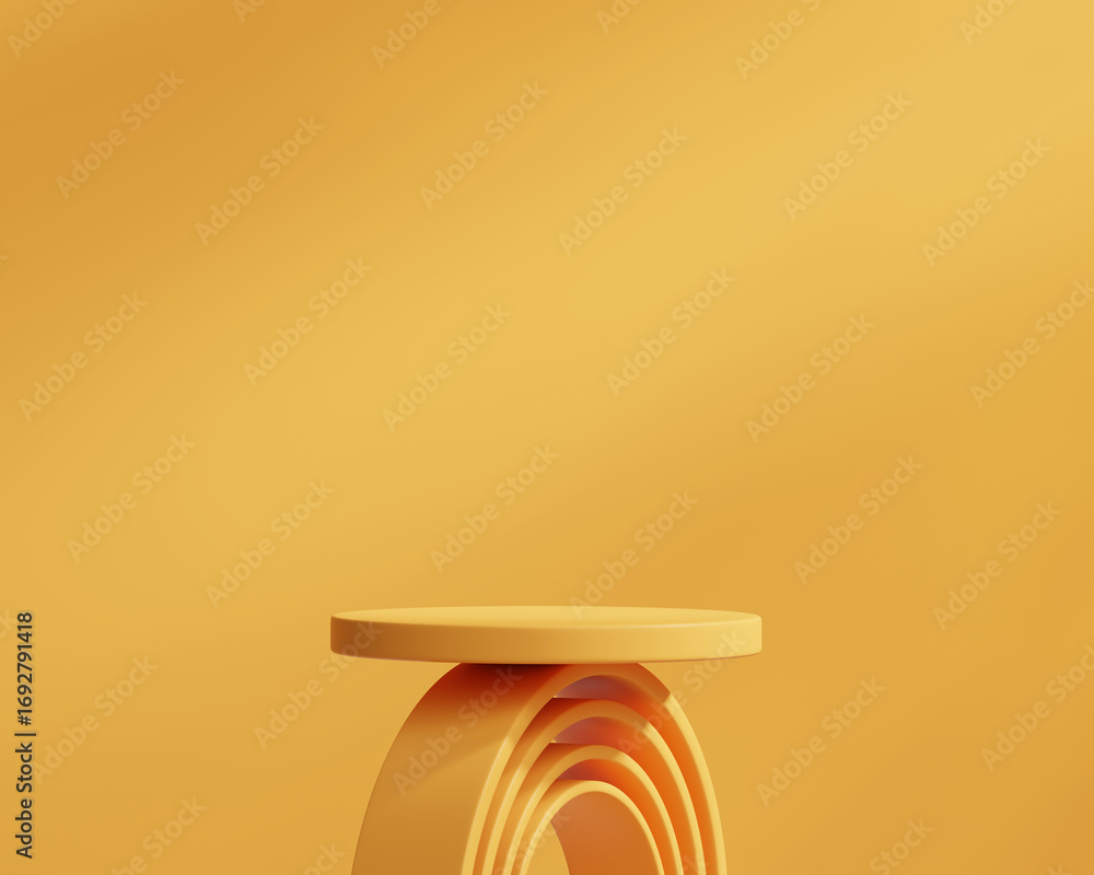 Poster yellow minimal backdrop podium platform for product display presentation 3d rendering