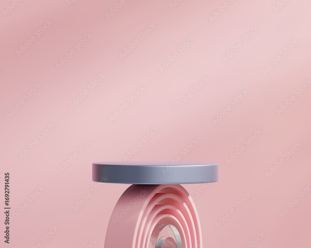 Poster abstract exotic minimal modern podium platform for blue podium with pink background product showcase