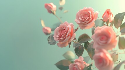 Vivid, realistic and dreamy rose wallpaper for wedding invitation design, computer wallpaper