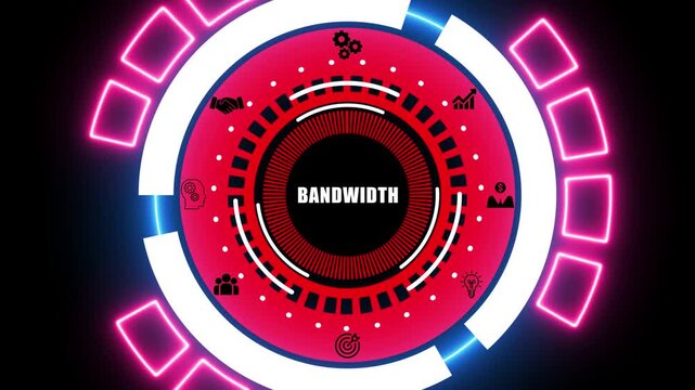 Digital Bandwidth Concept with Technology Icons and Neon Lights internet network