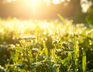Sunrise Meadow Flowers Dew Drops