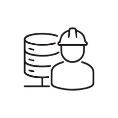 Database with Worker Icon - Data Management Role Representation