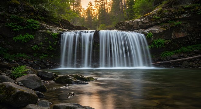 Waterfall cascading over rocks