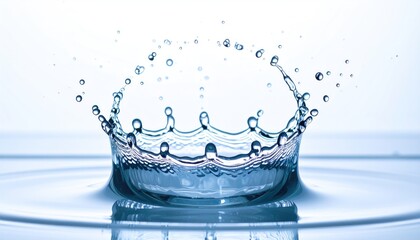 Frozen Water Crown Splash: Blue Liquid Droplets Suspended in Air