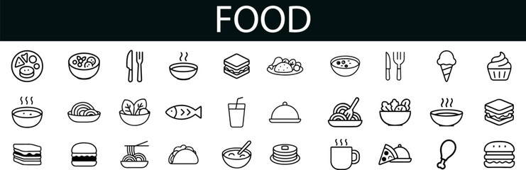 Food Icon Set for Culinary Apps, Restaurant Menus, and Kitchen UI Design