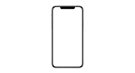 Smartphone with blank screen isolated on transparent background for mockup purposes