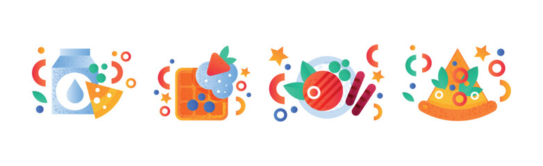 Food Snacks Flat Icon and Pictogram Vector Set