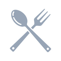Elegant crossed spoon and fork icon suitable for menus, restaurant branding, and food-related design. A versatile graphic for culinary presentations and dining themes