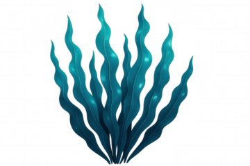 Cluster of laminaria digitata swaying gently in the ocean current, isolated on a transparent background