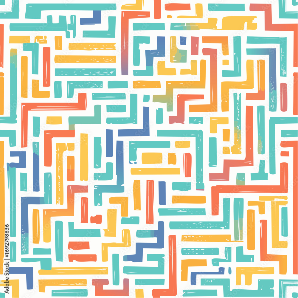 Poster abstract vector background design with maze mosaic texture. bold brush strokes seamless pattern.