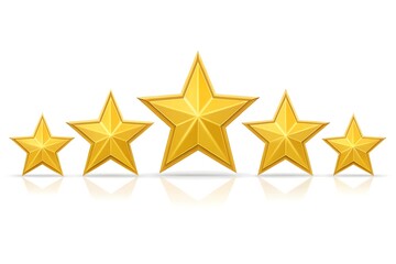 Obraz premium Realistic Golden Star Rating System on White Background 