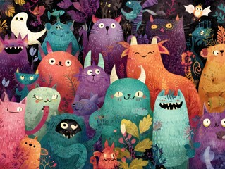Cute Halloween seamless pattern