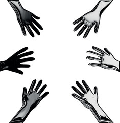 Monochrome Hands with Metallic Texture 