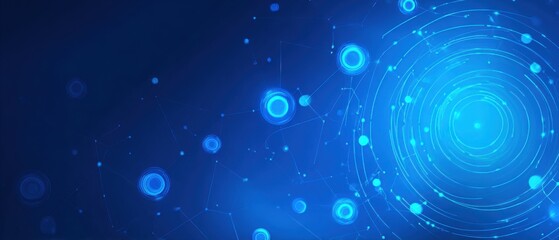 Abstract glowing blue circles and lines
