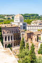 Fototapeta premium Rome Italy roofs church architecture. Italian old Italian houses