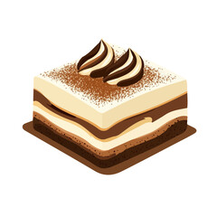 Minimal flat vector of a Tiramisu, 2D icon-style illustration on white background