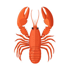 Flat 2D Lobster Thermidor illustration, vector graphic in icon style, on white background