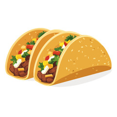 Minimal flat vector of a Tacos Al Pastor, 2D icon-style illustration on white background