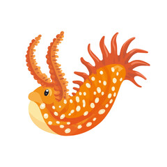 Minimal flat vector of a Sea Slug, 2D icon-style illustration on white background
