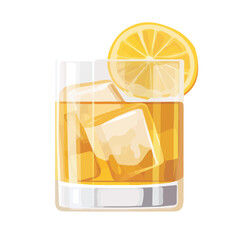 Whiskey Sour, flat style 2D vector image, isolated on a white background
