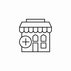 storefront plus add icon sign vector
