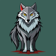 Obraz premium Gray wolf cartoon character standing