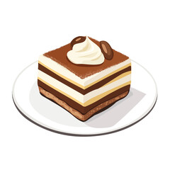 Tiramisu, flat style 2D vector image, isolated on a white background