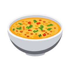 2D flat vector illustration of a Lentil Soup in icon style, isolated on white background