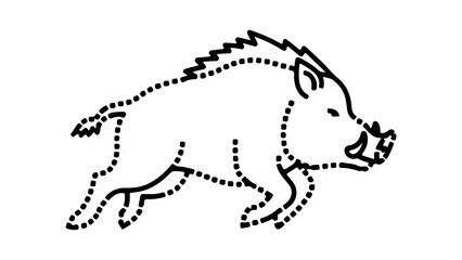Wild boar outline with transparent background