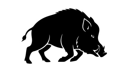 Wild boar silhouette with transparent background