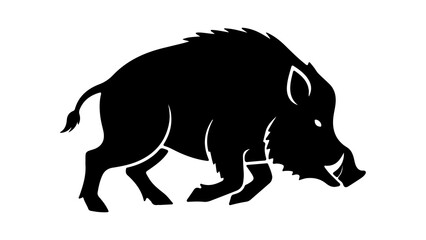 Wild boar silhouette with transparent background