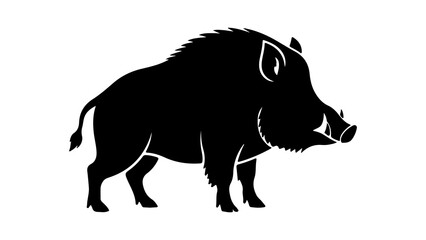 Wild boar silhouette with transparent background
