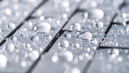 Glossy Silver Surface with Water Droplets
