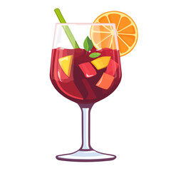 Flat 2D Sangria illustration, vector graphic in icon style, on white background