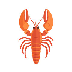 2D flat vector illustration of a Lobster in icon style, isolated on white background