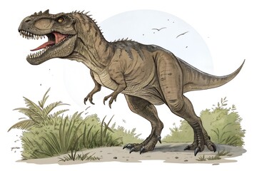 Fototapeta premium Tyrannosaurus Rex Dinosaur Hand Illustration 