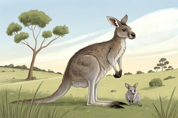 Kangaroo and Joey (in pouch)