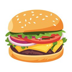 Veggie Burger, flat style 2D vector image, isolated on a white background