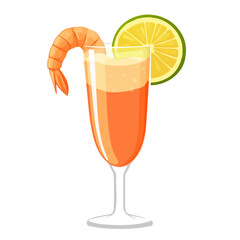 Shrimp Cocktail, flat style 2D vector image, isolated on a white background
