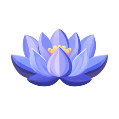 2D flat vector illustration of a Lotus in icon style, isolated on white background