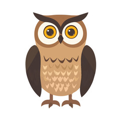 Flat 2D Owl illustration, vector graphic in icon style, on white background