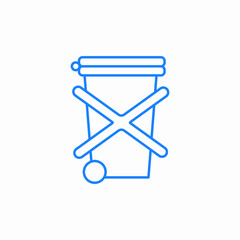 wheeled bin do not dispose in trash can icon sign vector