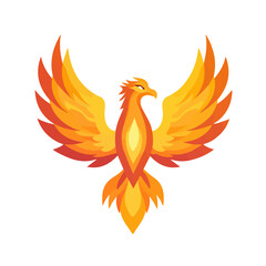 Flat 2D Phoenix Bird illustration, vector graphic in icon style, on white background