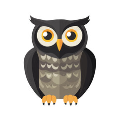 Minimal flat vector of a Owl, 2D icon-style illustration on white background
