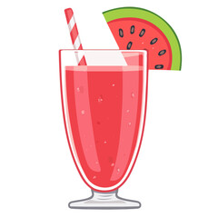 Flat 2D Watermelon Juice illustration, vector graphic in icon style, on white background