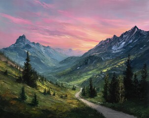 Fototapeta premium Mountain pass at sunset