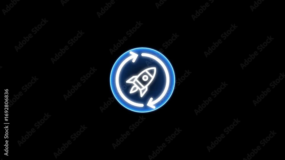 Poster rocket successful launch icon animation .shuttle rocket takes off successfully, concept animation. r